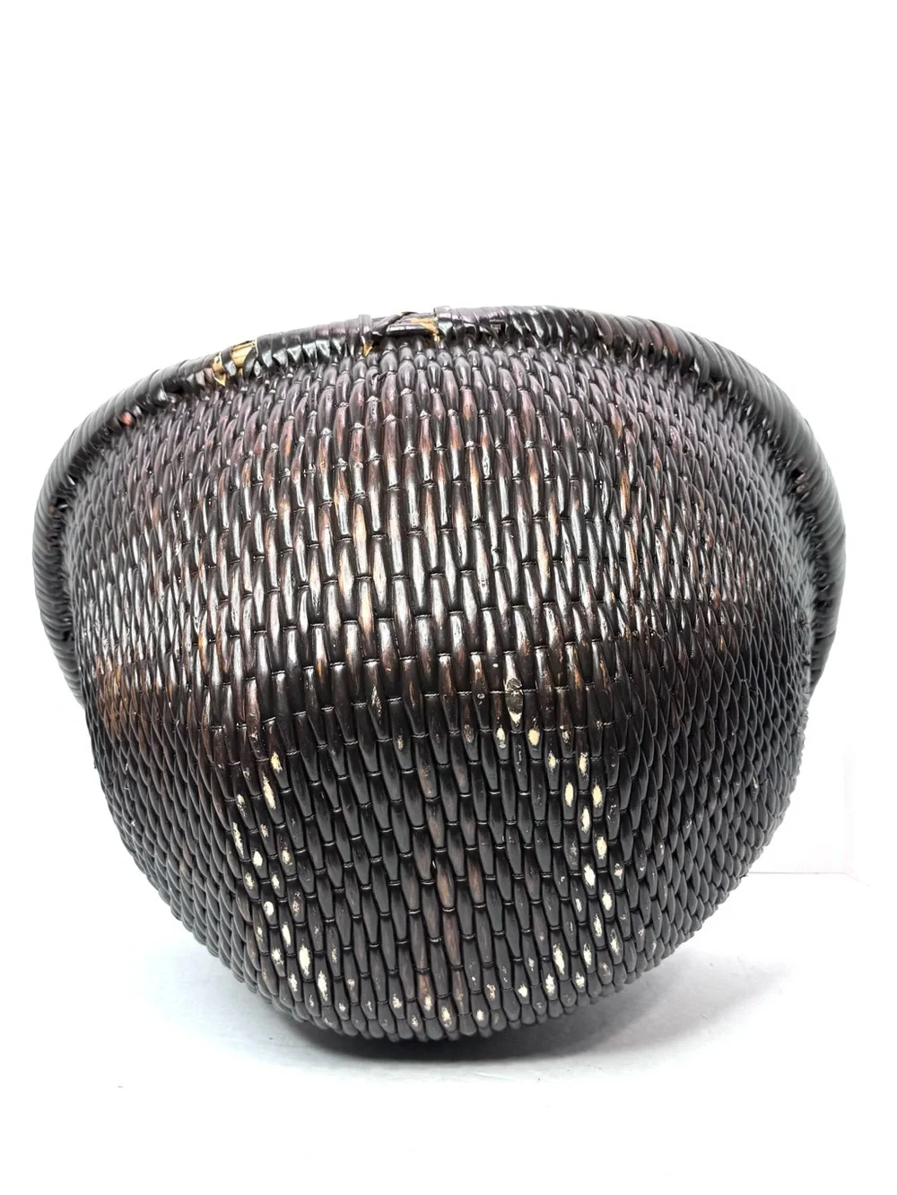 Vintage-Inspired Wicker Basket Brown Willow Large Handwoven One Handle